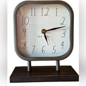 Rae Dunn Charcoal Colored Square Stationary Clock - Battery Operated